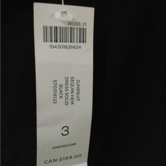 NEW Chicos black jumpsuit with built in top asymmetrical sequin overlay - Picture 14 of 14